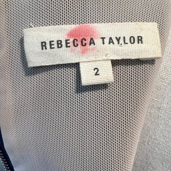 Rebecca Taylor Royal Blue with Black Lace Trim Sleeveless Midi Dress, Size 2 - Picture 14 of 15